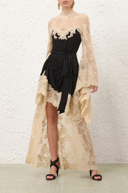 Evelyn Lace Gown – Black & Nude