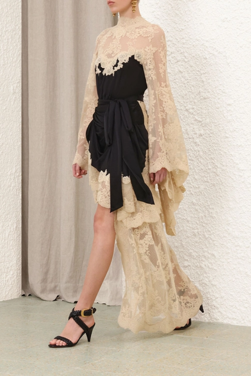 Evelyn Lace Gown – Black & Nude