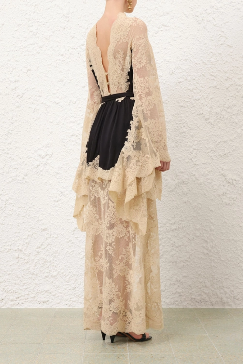 Evelyn Lace Gown – Black & Nude