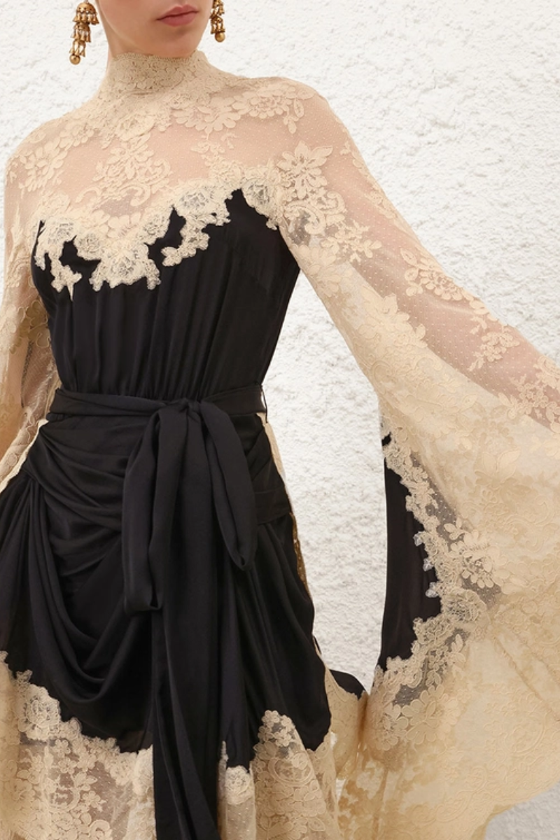 Evelyn Lace Gown – Black & Nude