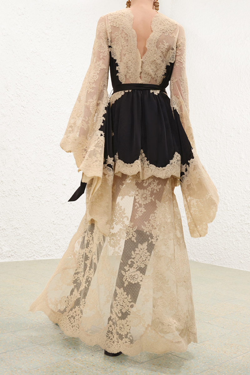 Evelyn Lace Gown – Black & Nude