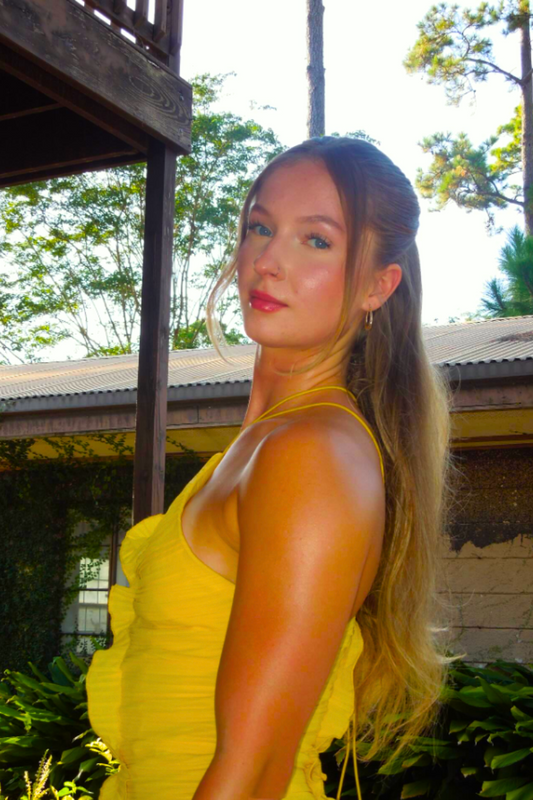 Lotus Halter Dress -  Lemon Yellow