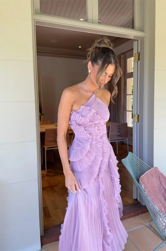 Lotus Halter Dress -  Dusty Purple