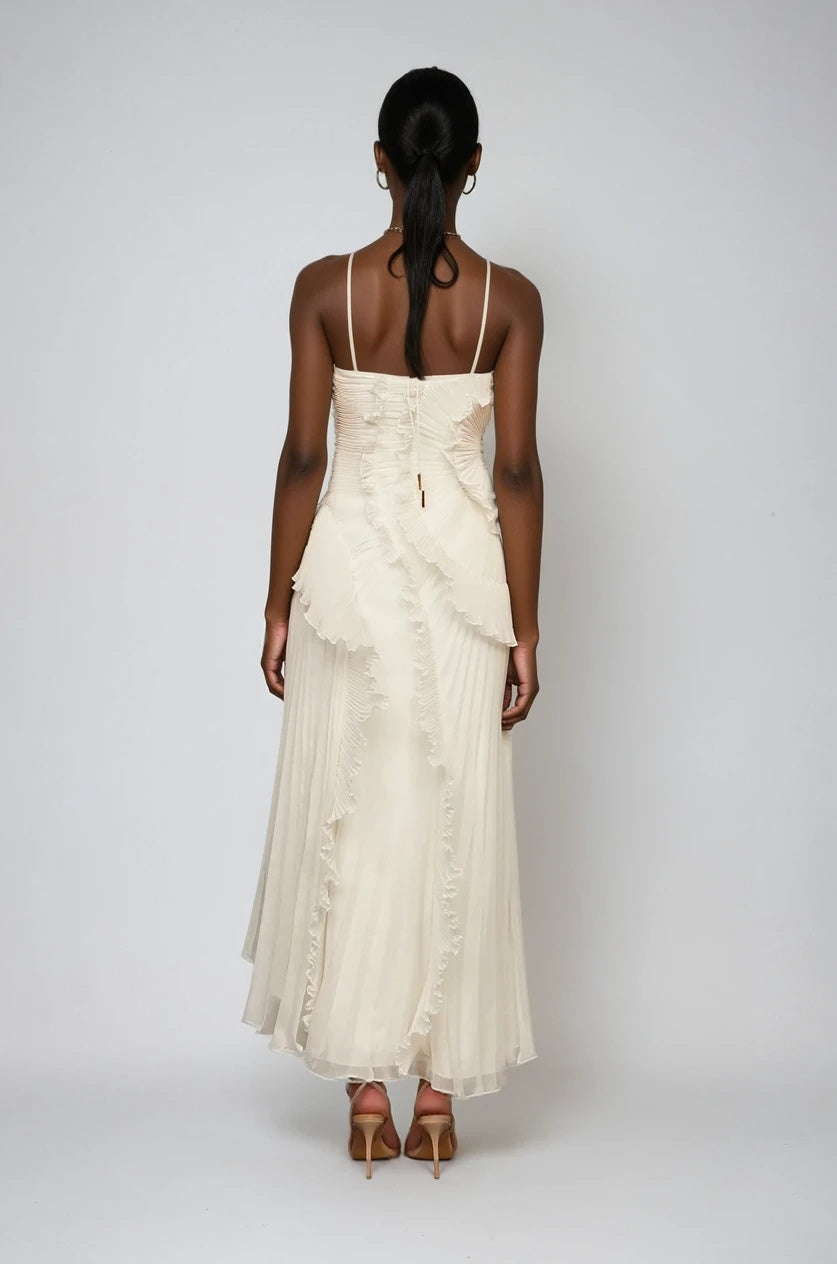 Lotus Halter Dress - Ivory White