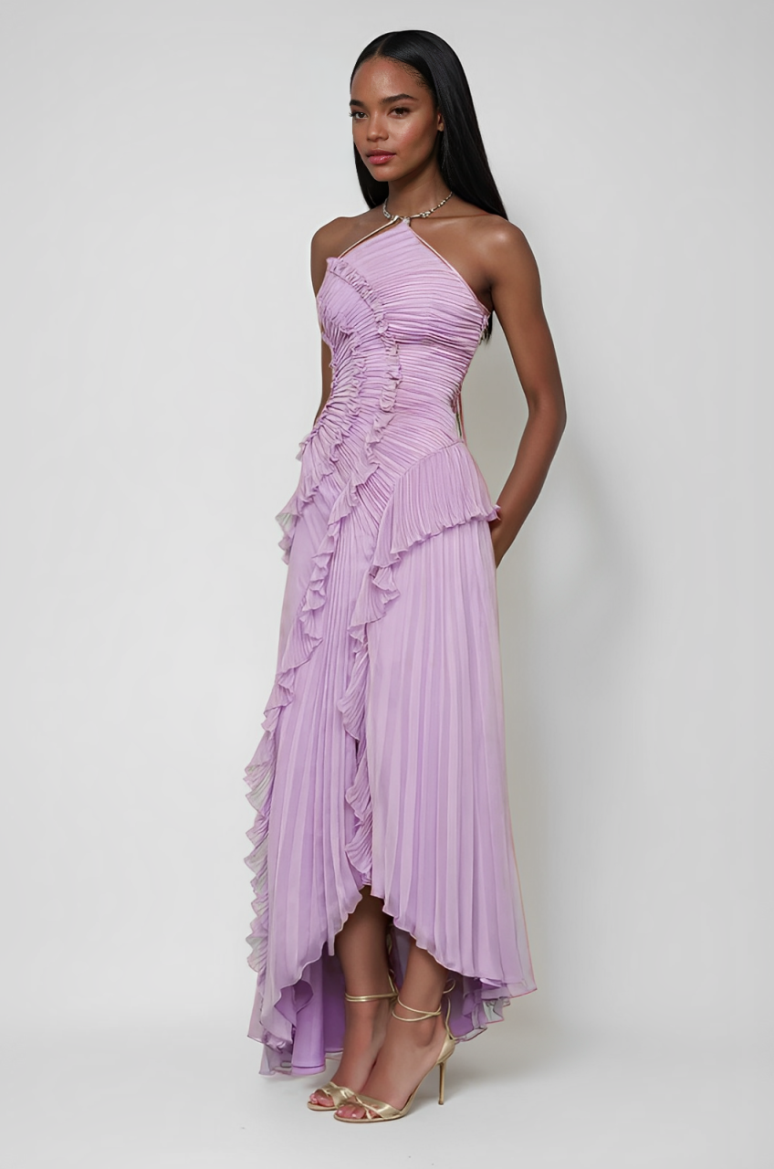 Lotus Halter Dress -  Dusty Purple