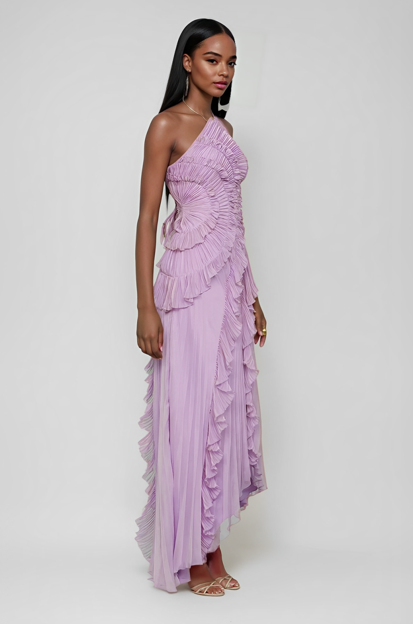 Lotus Halter Dress -  Dusty Purple