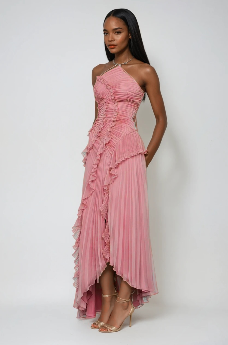 Lotus Halter Dress - Pink
