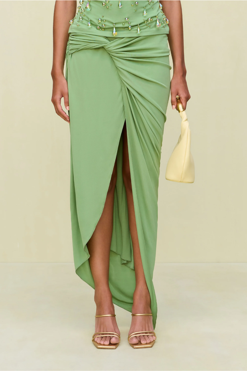 Dewdrop Embellished Dress – Sage Green
