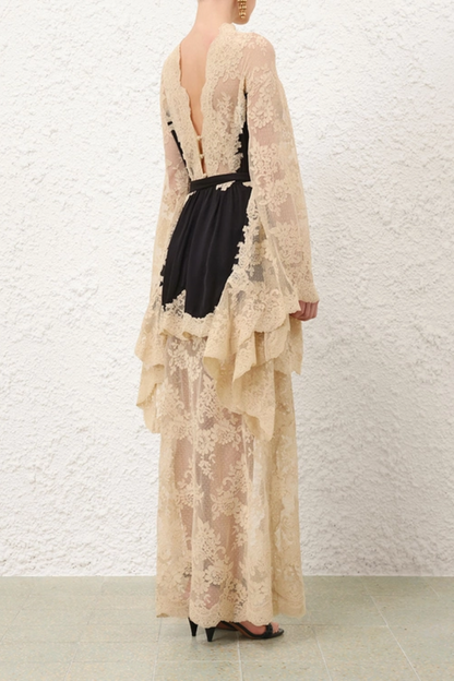 Evelyn Lace Gown – Black & Nude
