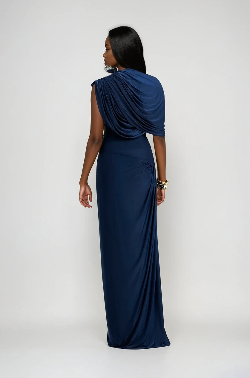 Celeste Cascade Gown – Midnight Sapphire