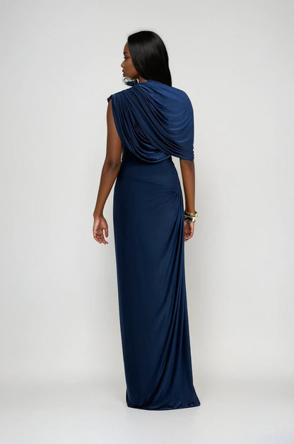 Celeste Cascade Gown – Midnight Sapphire