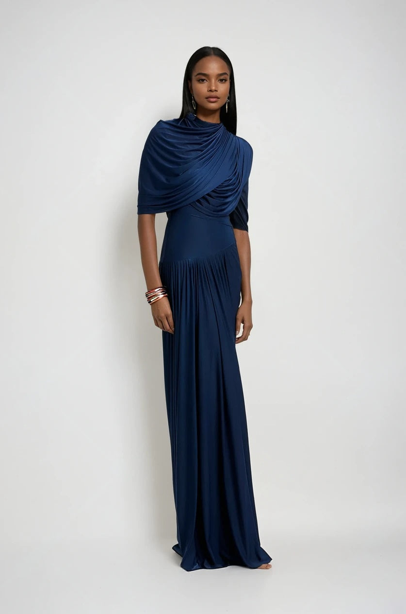 Celeste Cascade Gown – Midnight Sapphire
