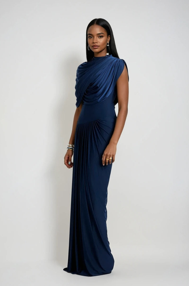 Celeste Cascade Gown – Midnight Sapphire