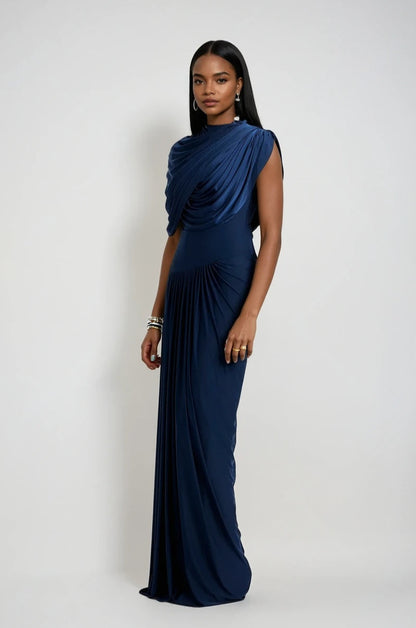 Celeste Cascade Gown – Midnight Sapphire