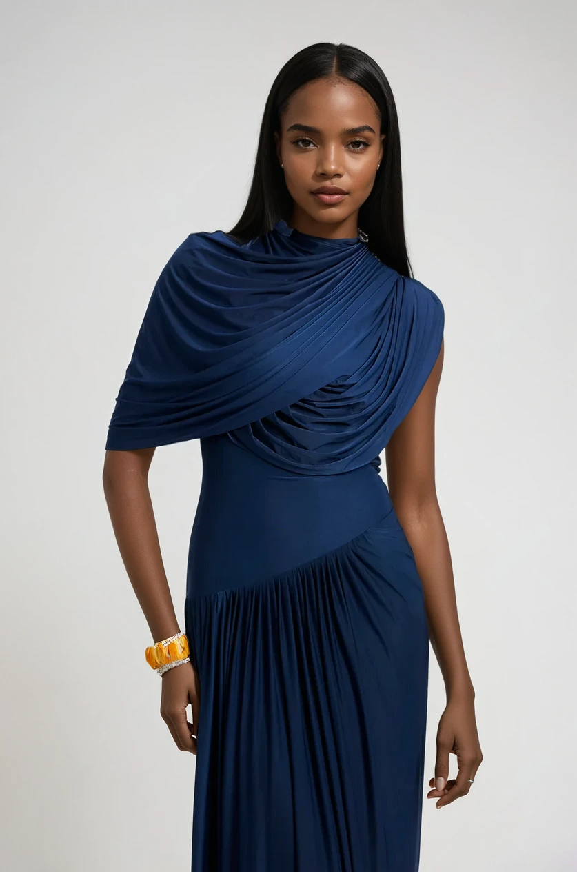 Celeste Cascade Gown – Midnight Sapphire