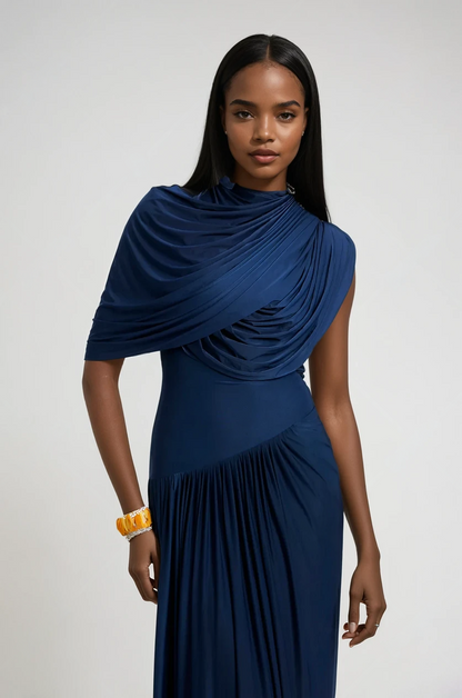 Celeste Cascade Gown – Midnight Sapphire